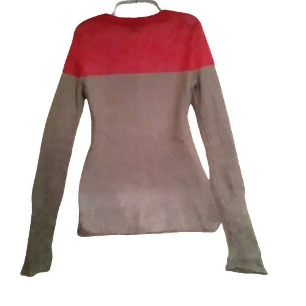 ARMANI EXCHANGE Light Weight Finely Knitted Sweater Light Red & Grey Size SP